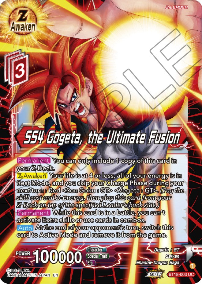 SS4 Gogeta, the Ultimate Fusion (BT18-003) [Dawn of the Z-Legends] | Dragon's Lair Comics and Fantasy Houston TX