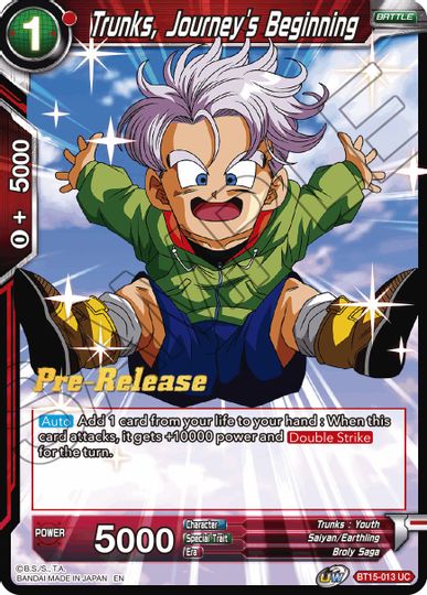 Trunks, Journey's Beginning (BT15-013) [Saiyan Showdown Prerelease Promos] | Dragon's Lair Comics and Fantasy Houston TX