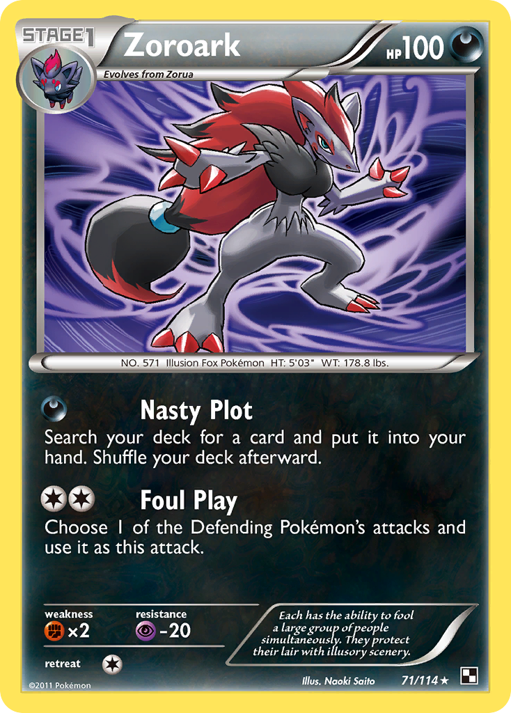 Zoroark (71/114) (Theme Deck Exclusive) [Black & White: Base Set] | Dragon's Lair Comics and Fantasy Houston TX
