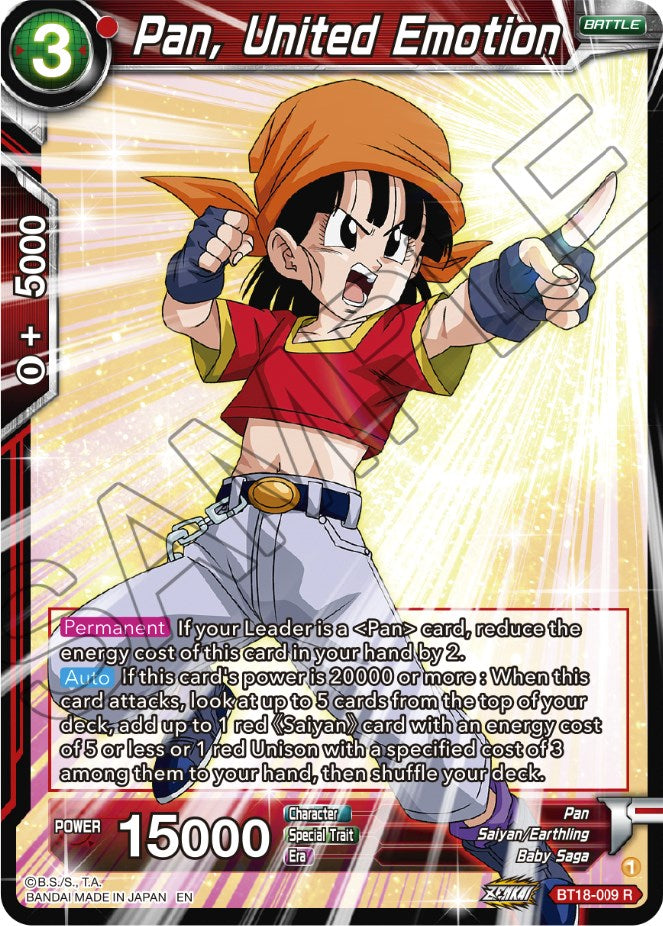Pan, United Emotion (BT18-009) [Dawn of the Z-Legends] | Dragon's Lair Comics and Fantasy Houston TX