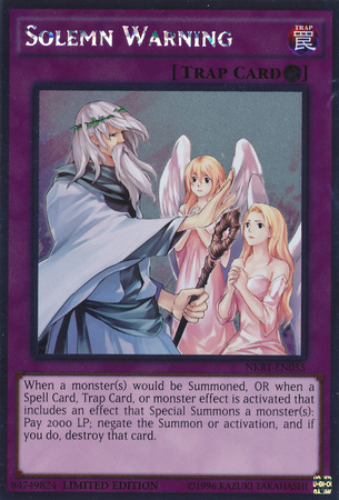 Solemn Warning [NKRT-EN035] Platinum Rare | Dragon's Lair Comics and Fantasy Houston TX