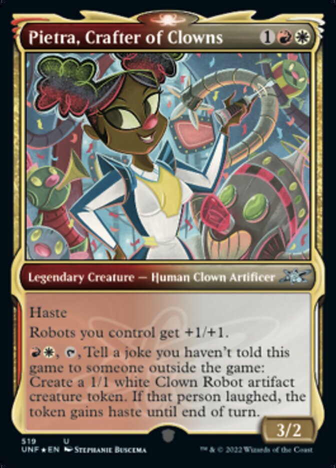 Pietra, Crafter of Clowns (Showcase) (Galaxy Foil) [Unfinity] | Dragon's Lair Comics and Fantasy Houston TX