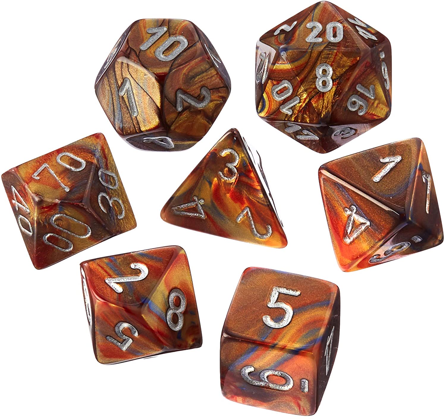 Chessex Lustrous Gold and Silver with White | Dragon's Lair Comics and Fantasy Houston TX