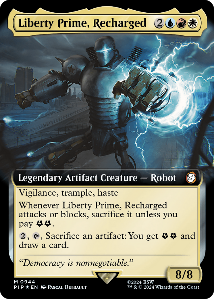 Liberty Prime, Recharged (Extended Art) (Surge Foil) [Fallout] | Dragon's Lair Comics and Fantasy Houston TX