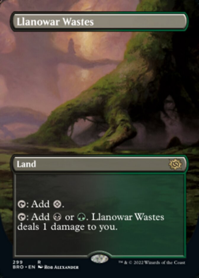 Llanowar Wastes (Borderless Alternate Art) [The Brothers' War] | Dragon's Lair Comics and Fantasy Houston TX