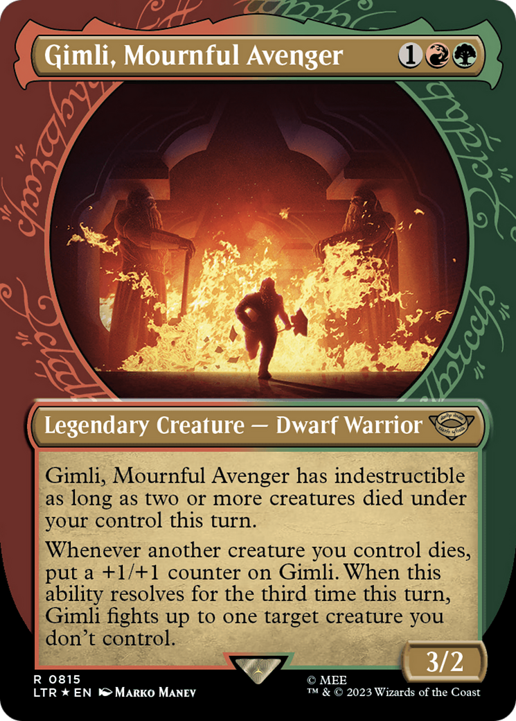 Gimli, Mournful Avenger (Showcase) (Surge Foil) [The Lord of the Rings: Tales of Middle-Earth] | Dragon's Lair Comics and Fantasy Houston TX
