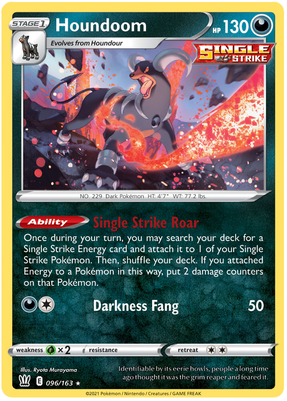 Houndoom (096/163) (Theme Deck Exclusive) [Sword & Shield: Battle Styles] | Dragon's Lair Comics and Fantasy Houston TX