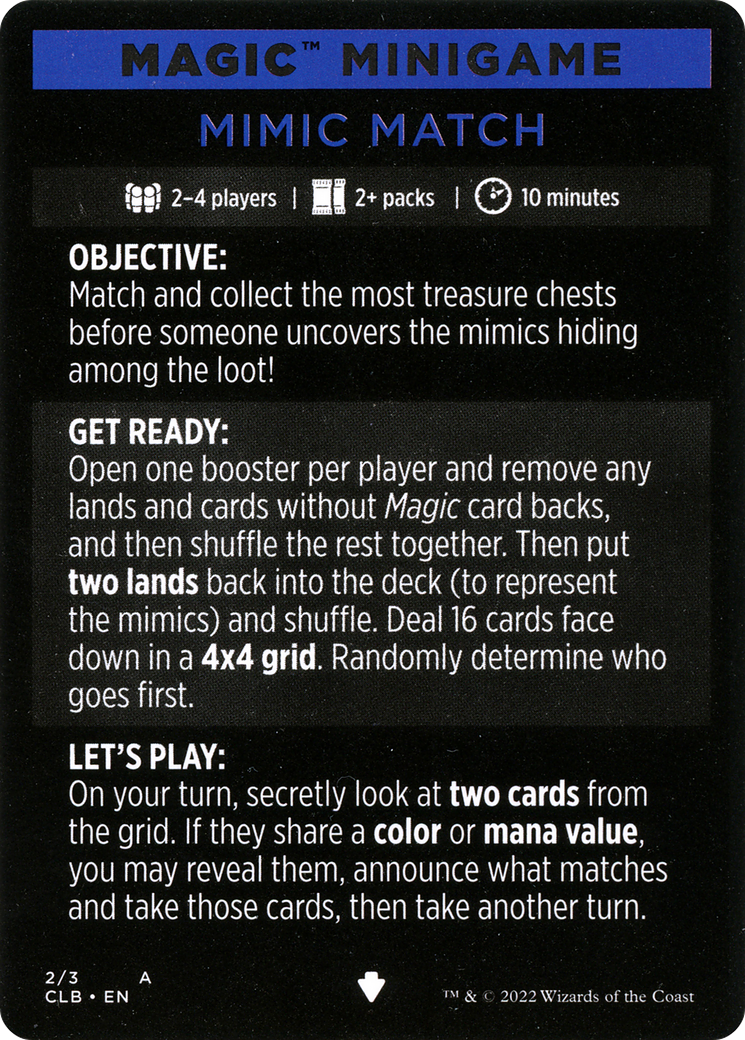 Mimic Match (Magic Minigame) [Commander Legends: Battle for Baldur's Gate Minigame] | Dragon's Lair Comics and Fantasy Houston TX