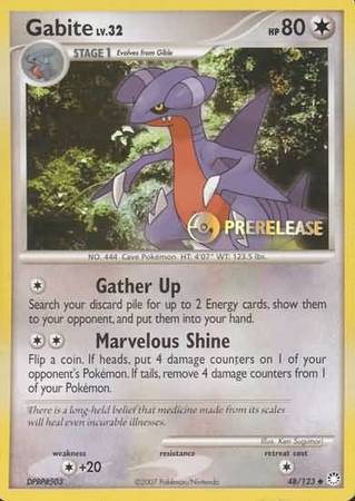 Gabite (48/123) (Prerelease Promo) [Diamond & Pearl: Black Star Promos] | Dragon's Lair Comics and Fantasy Houston TX