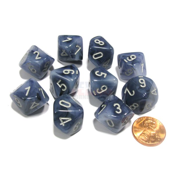 Chessex Phantom Black with Silver d10 Set | Dragon's Lair Comics and Fantasy Houston TX
