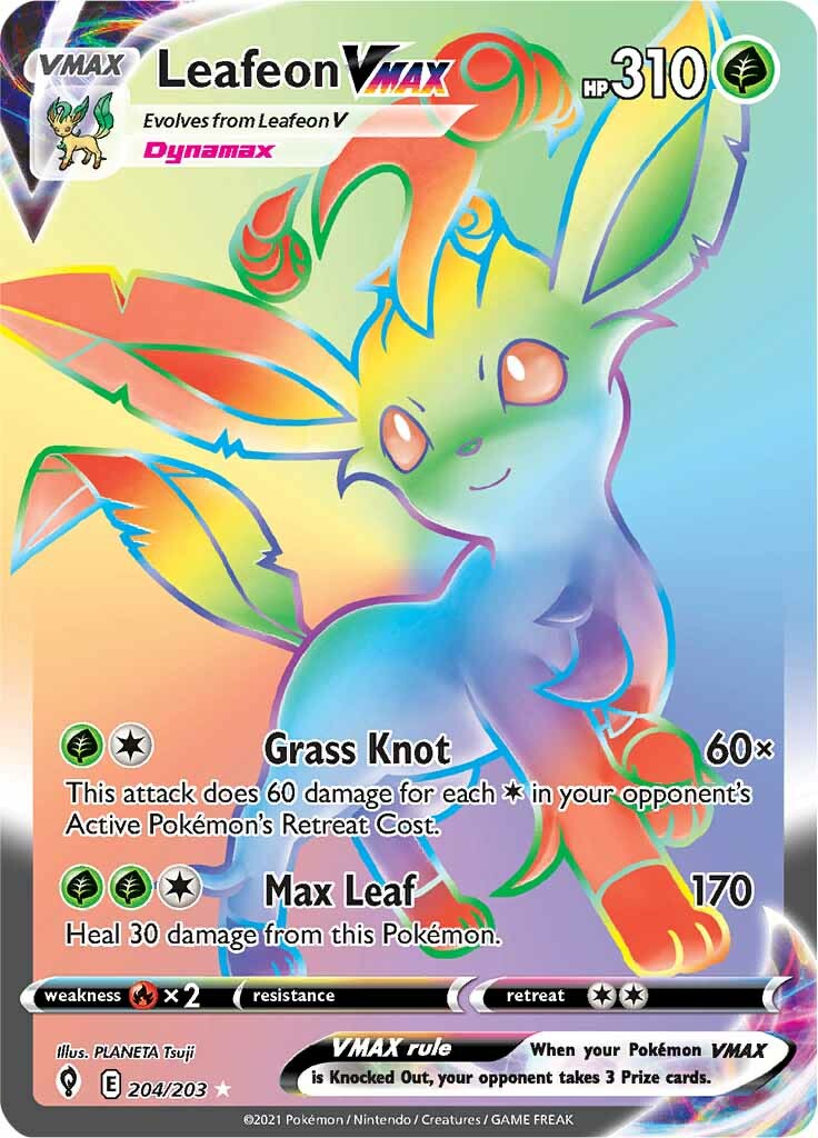 Leafeon VMAX (204/203) [Sword & Shield: Evolving Skies] | Dragon's Lair Comics and Fantasy Houston TX