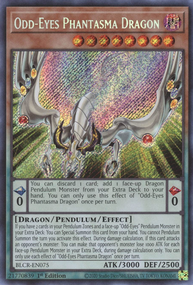 Odd-Eyes Phantasma Dragon [BLCR-EN075] Secret Rare | Dragon's Lair Comics and Fantasy Houston TX