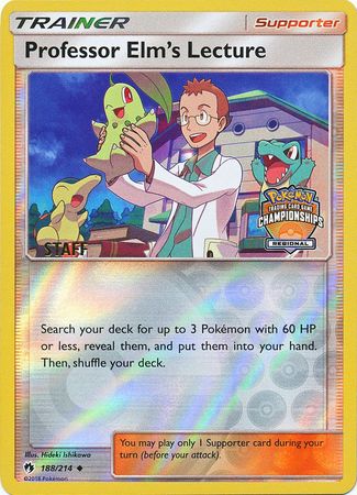 Professor Elm's Lecture (188/214) (Regional Championship Promo Staff) [Sun & Moon: Lost Thunder] | Dragon's Lair Comics and Fantasy Houston TX