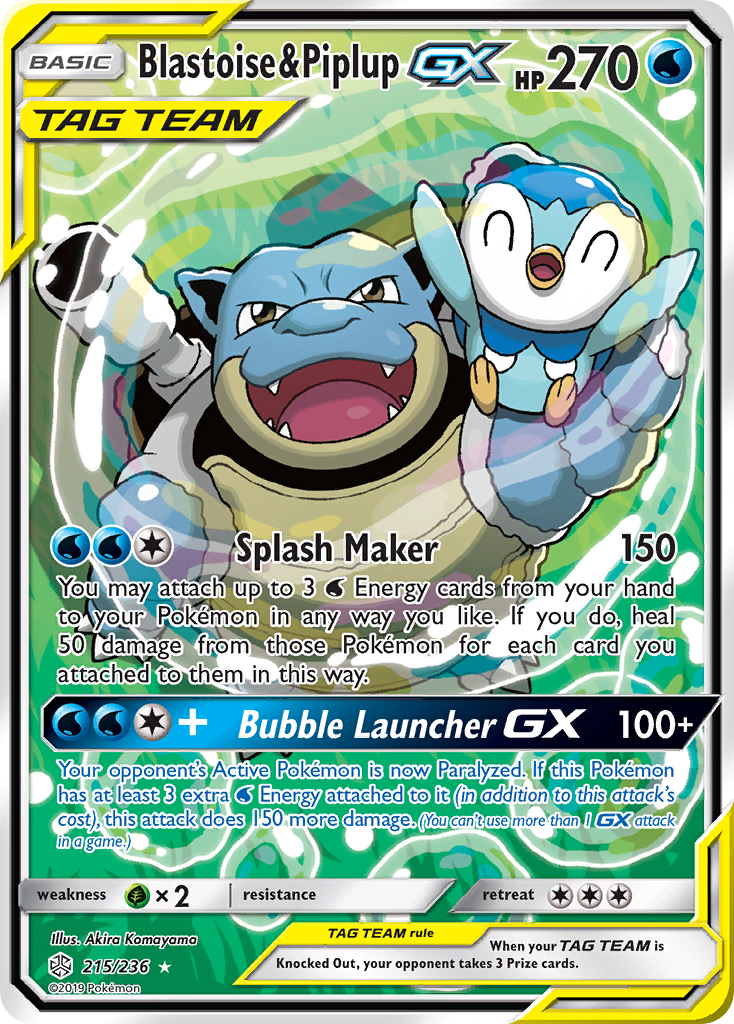 Blastoise & Piplup GX (215/236) [Sun & Moon: Cosmic Eclipse] | Dragon's Lair Comics and Fantasy Houston TX