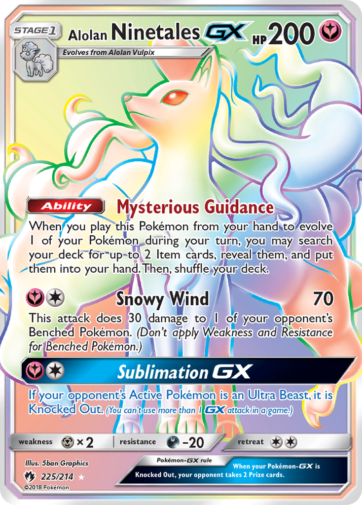 Alolan Ninetales GX (225/214) [Sun & Moon: Lost Thunder] | Dragon's Lair Comics and Fantasy Houston TX