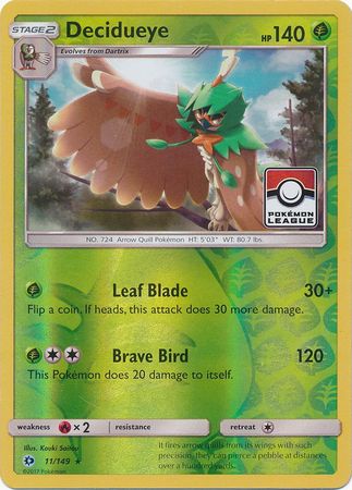 Decidueye (11/149) (League Promo) [Sun & Moon: Base Set] | Dragon's Lair Comics and Fantasy Houston TX