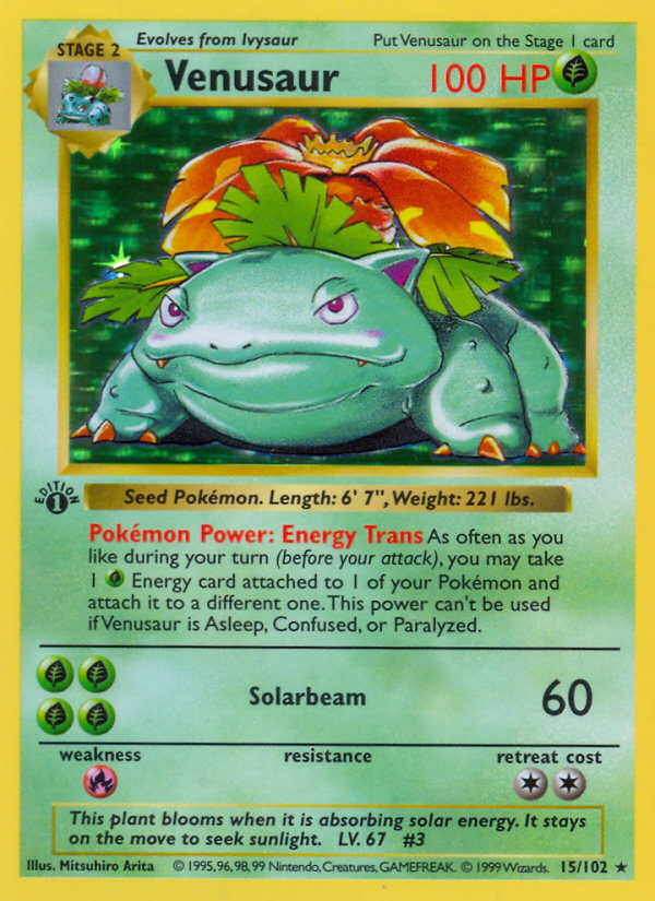 Venusaur (15/102) (Shadowless) [Base Set 1st Edition] | Dragon's Lair Comics and Fantasy Houston TX