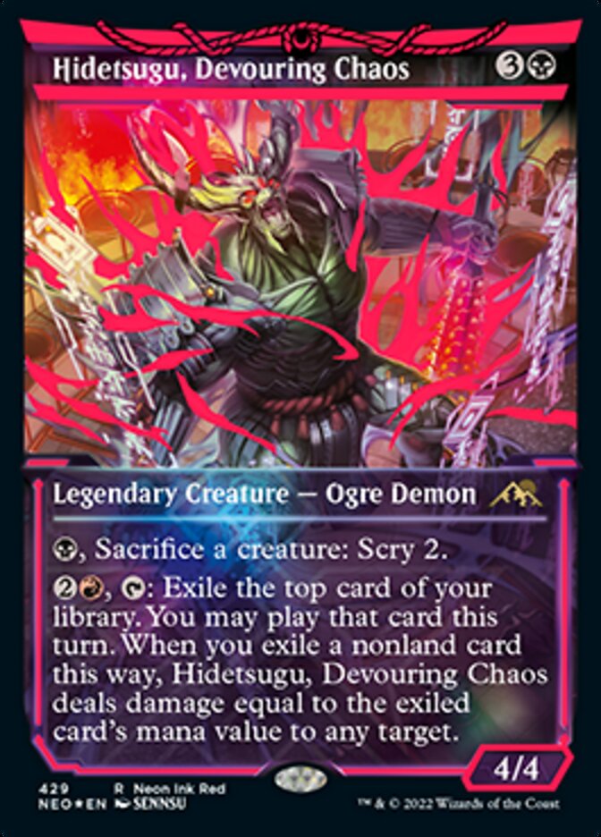 Hidetsugu, Devouring Chaos (Neon Ink Red) [Kamigawa: Neon Dynasty] | Dragon's Lair Comics and Fantasy Houston TX