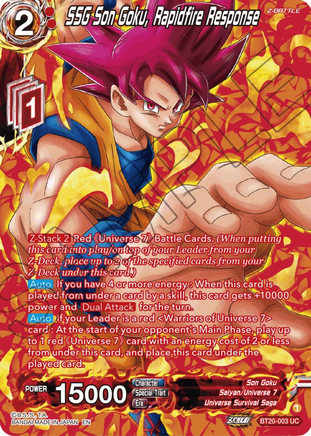 SSG Son Goku, Rapidfire Response (Silver Foil) (BT20-003) [Power Absorbed] | Dragon's Lair Comics and Fantasy Houston TX