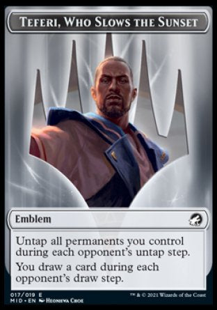 Wolf // Teferi, Who Slows the Sunset Emblem Double-Sided Token [Innistrad: Midnight Hunt Tokens] | Dragon's Lair Comics and Fantasy Houston TX