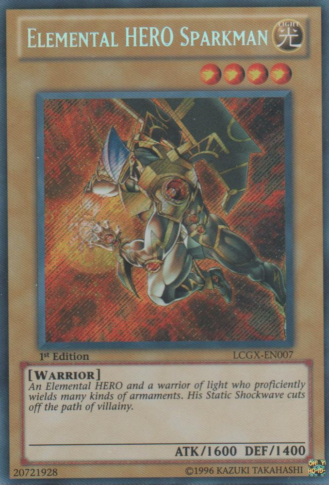 Elemental HERO Sparkman (Alternate Art) [LCGX-EN007] Secret Rare | Dragon's Lair Comics and Fantasy Houston TX