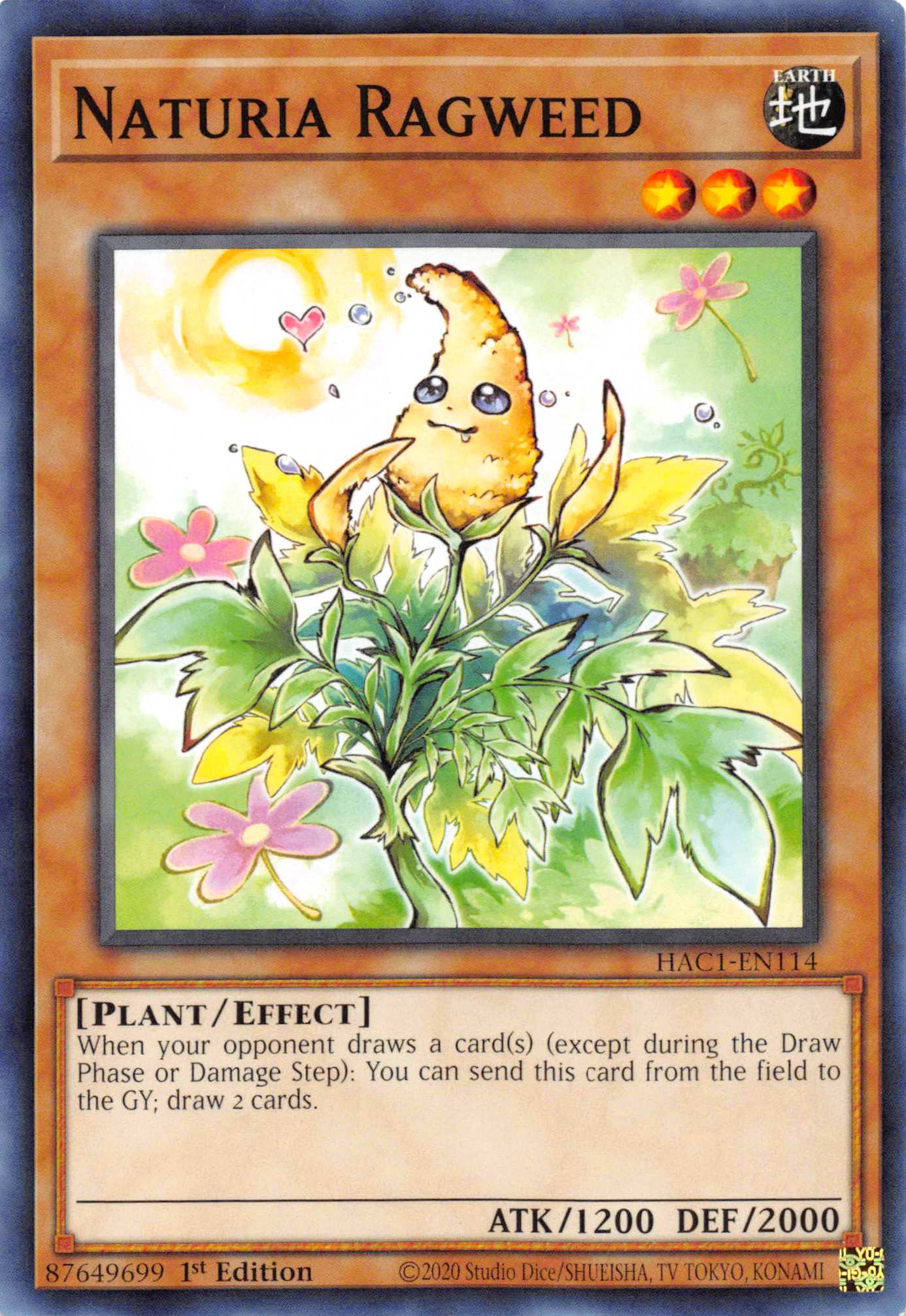 Naturia Ragweed (Duel Terminal) [HAC1-EN114] Parallel Rare | Dragon's Lair Comics and Fantasy Houston TX