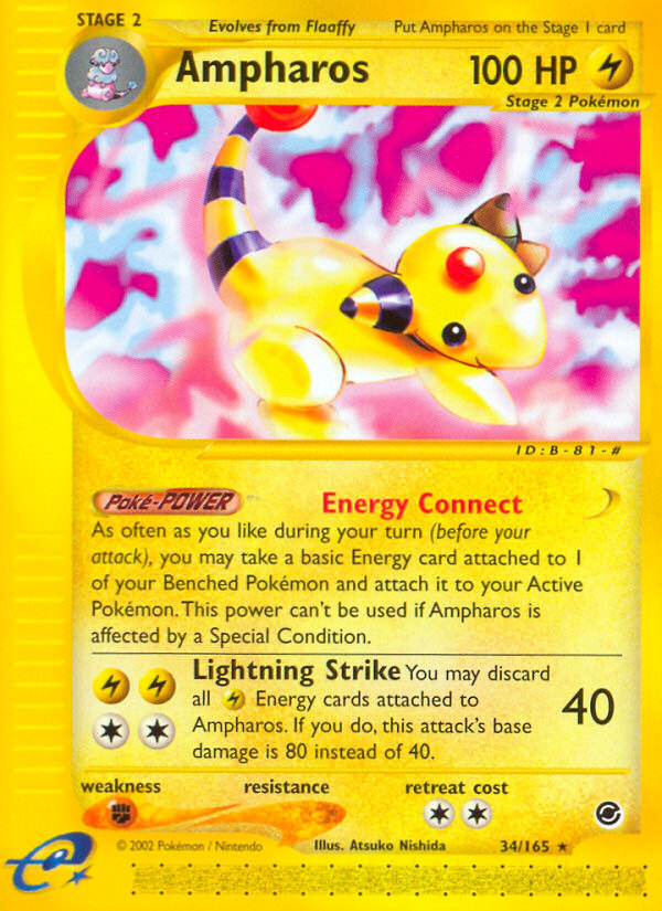 Ampharos (34/165) [Expedition: Base Set] | Dragon's Lair Comics and Fantasy Houston TX