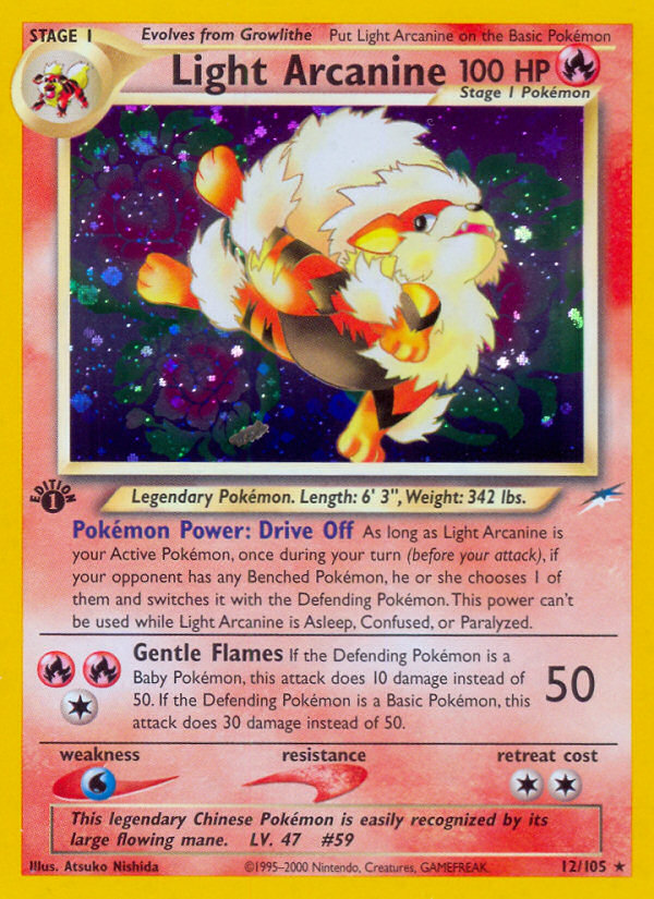 Light Arcanine (12/105) [Neo Destiny 1st Edition] | Dragon's Lair Comics and Fantasy Houston TX