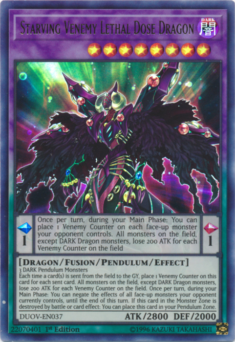Starving Venemy Lethal Dose Dragon [DUOV-EN037] Ultra Rare | Dragon's Lair Comics and Fantasy Houston TX