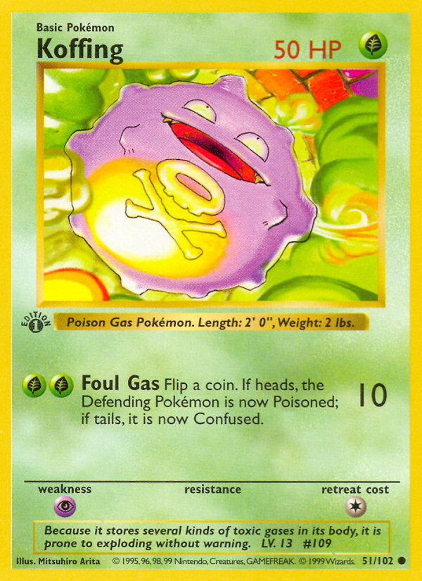Koffing (51/102) (Shadowless) [Base Set 1st Edition] | Dragon's Lair Comics and Fantasy Houston TX
