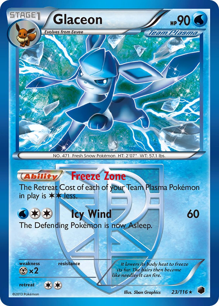 Glaceon (23/116) (Theme Deck Exclusive) [Black & White: Plasma Freeze] | Dragon's Lair Comics and Fantasy Houston TX