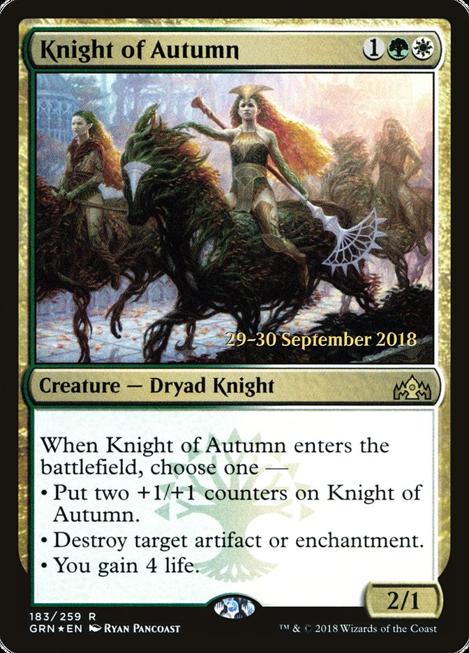 Knight of Autumn [Guilds of Ravnica Prerelease Promos] | Dragon's Lair Comics and Fantasy Houston TX