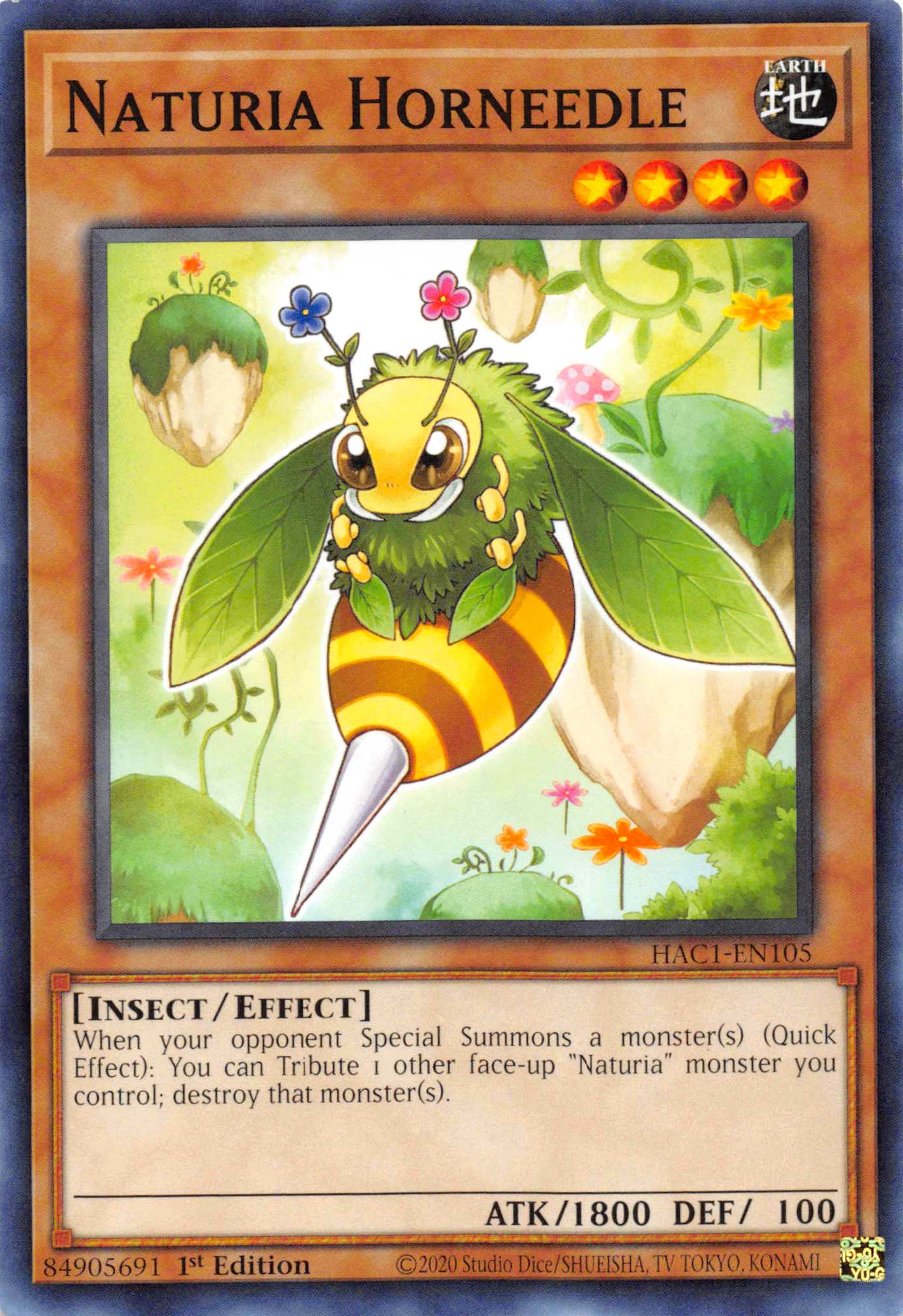 Naturia Horneedle (Duel Terminal) [HAC1-EN105] Parallel Rare | Dragon's Lair Comics and Fantasy Houston TX