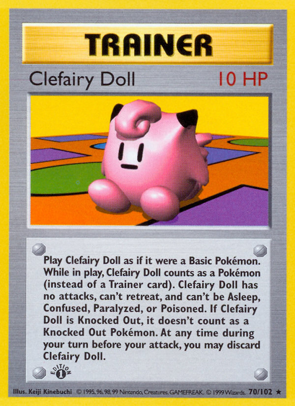 Clefairy Doll (70/102) (Shadowless) [Base Set 1st Edition] | Dragon's Lair Comics and Fantasy Houston TX