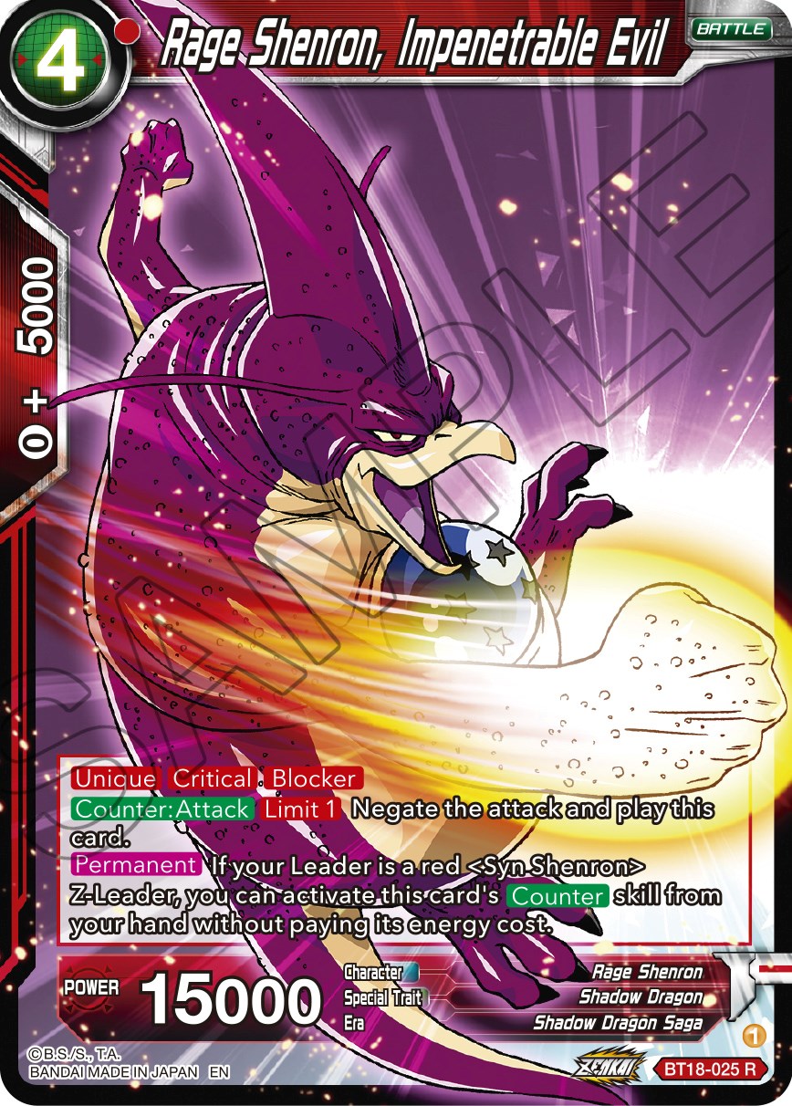 Rage Shenron, Impenetrable Evil (BT18-025) [Dawn of the Z-Legends] | Dragon's Lair Comics and Fantasy Houston TX