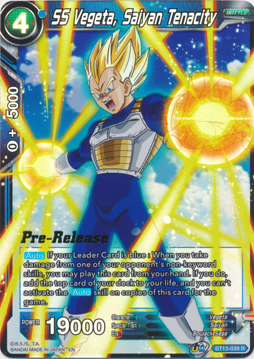 SS Vegeta, Saiyan Tenacity (BT13-039) [Supreme Rivalry Prerelease Promos] | Dragon's Lair Comics and Fantasy Houston TX