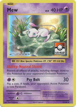 Mew (53/108) (League Promo 2nd Place) [XY: Evolutions] | Dragon's Lair Comics and Fantasy Houston TX
