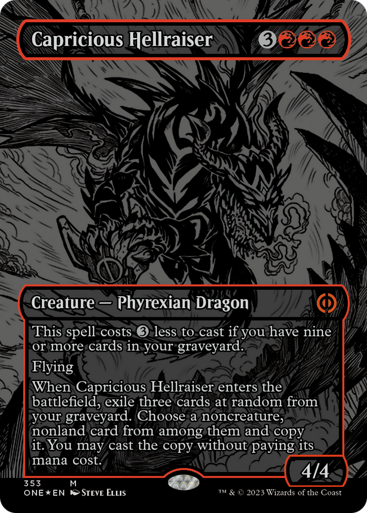 Capricious Hellraiser (Oil Slick Raised Foil) [Phyrexia: All Will Be One] | Dragon's Lair Comics and Fantasy Houston TX
