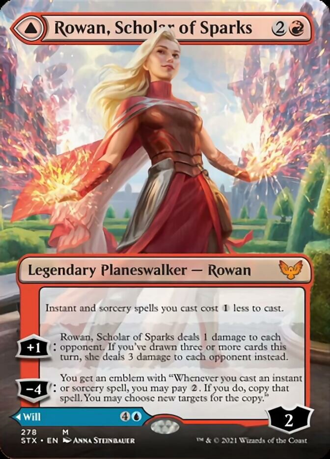 Rowan, Scholar of Sparks // Will, Scholar of Frost (Borderless) [Strixhaven: School of Mages] | Dragon's Lair Comics and Fantasy Houston TX