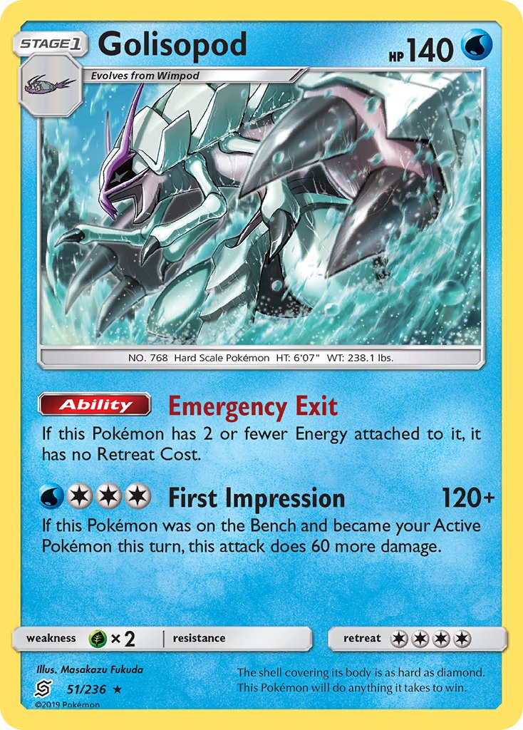 Golisopod (51/236) (Cosmos Holo) (Blister Exclusive) [Sun & Moon: Unified Minds] | Dragon's Lair Comics and Fantasy Houston TX
