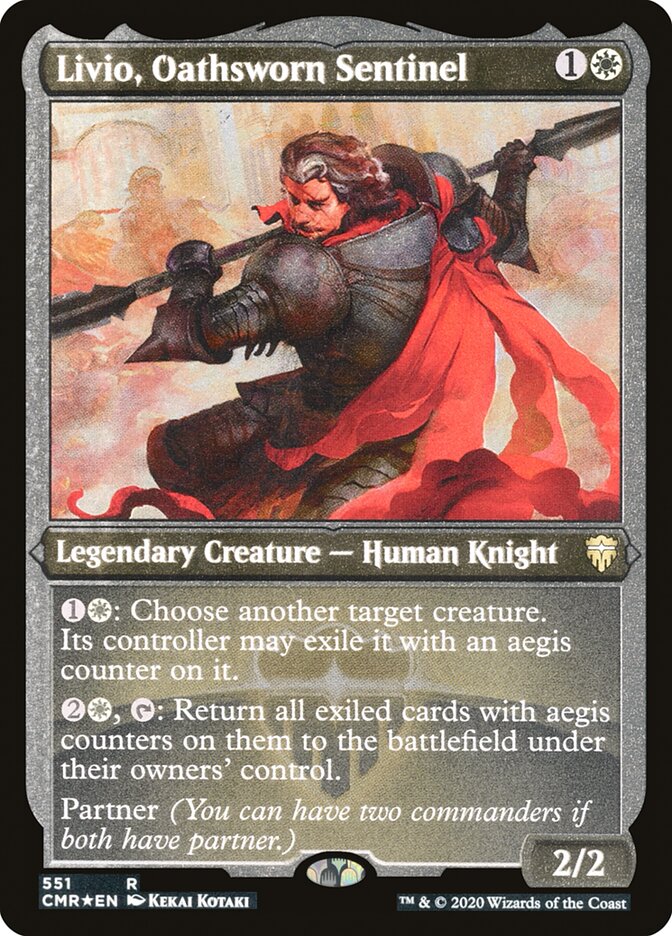 Livio, Oathsworn Sentinel (Etched) [Commander Legends] | Dragon's Lair Comics and Fantasy Houston TX
