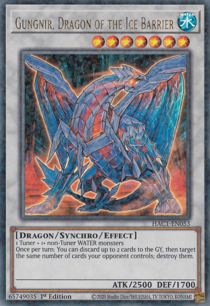Gungnir, Dragon of the Ice Barrier (Duel Terminal) [HAC1-EN053] Parallel Rare | Dragon's Lair Comics and Fantasy Houston TX
