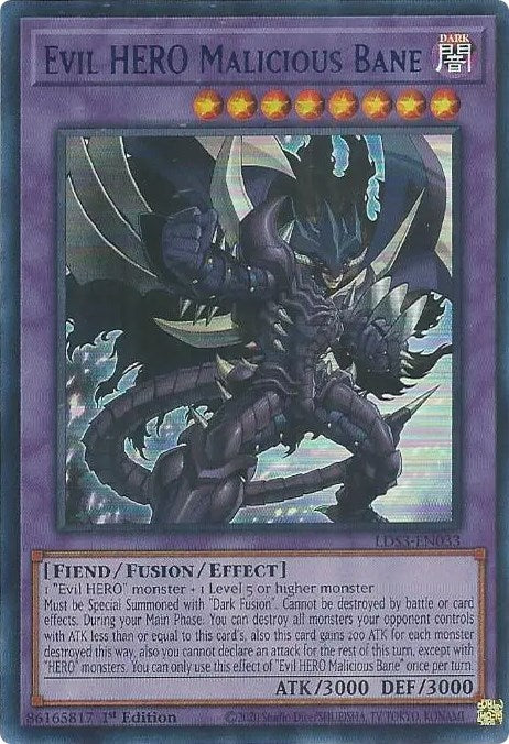 Evil HERO Malicious Bane (Blue) [LDS3-EN033] Ultra Rare | Dragon's Lair Comics and Fantasy Houston TX