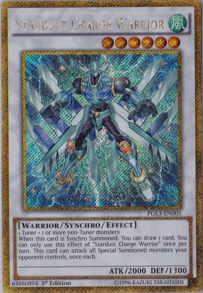 Stardust Charge Warrior [PGL3-EN005] Gold Secret Rare | Dragon's Lair Comics and Fantasy Houston TX