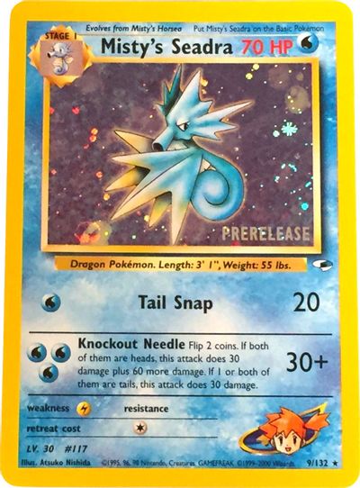 Misty's Seadra (9/132) (Prerelease Promo) [Gym Heroes Unlimited] | Dragon's Lair Comics and Fantasy Houston TX