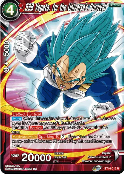 SSB Vegeta, for the Universe's Survival (BT16-012) [Realm of the Gods] | Dragon's Lair Comics and Fantasy Houston TX