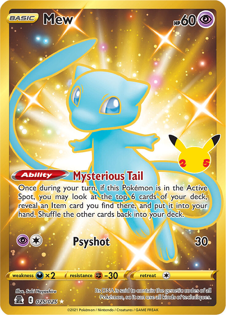Mew (025/025) (Gold) [Celebrations: 25th Anniversary] | Dragon's Lair Comics and Fantasy Houston TX