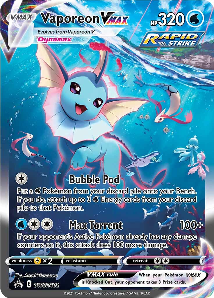 Vaporeon VMAX (SWSH182) [Sword & Shield: Black Star Promos] | Dragon's Lair Comics and Fantasy Houston TX