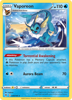 Vaporeon (030/185) [Sword & Shield: Vivid Voltage] | Odin's Place