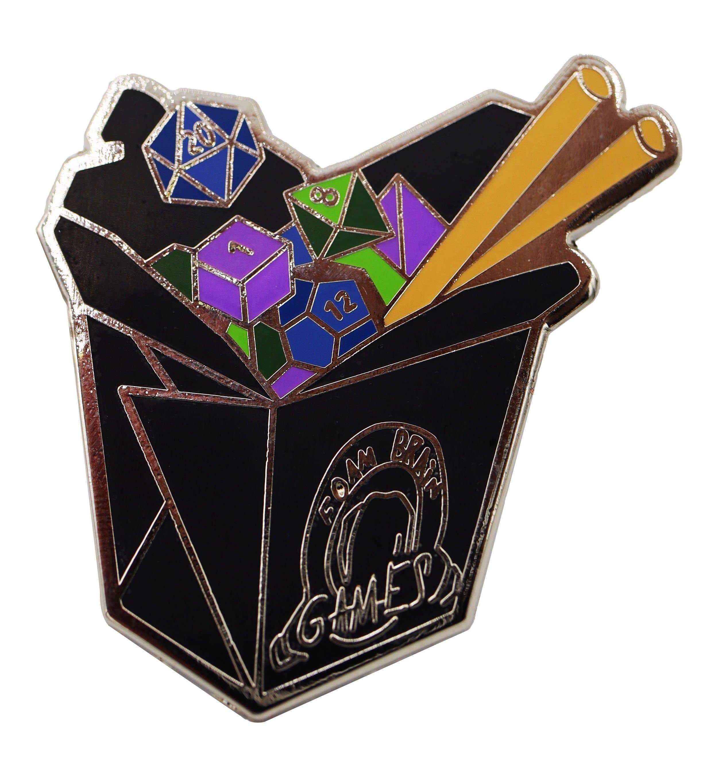 Foam Brain Take Out Dice Enamel Pin Black | Dragon's Lair Comics and Fantasy Houston TX